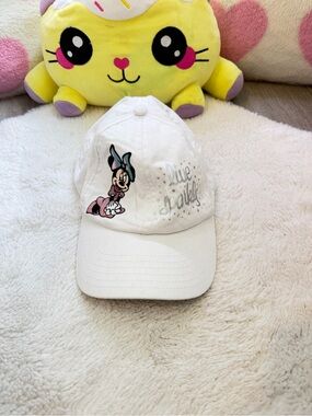 Disney White Minnie Mouse 'Live Sparkly' Embroidered Kids Cap